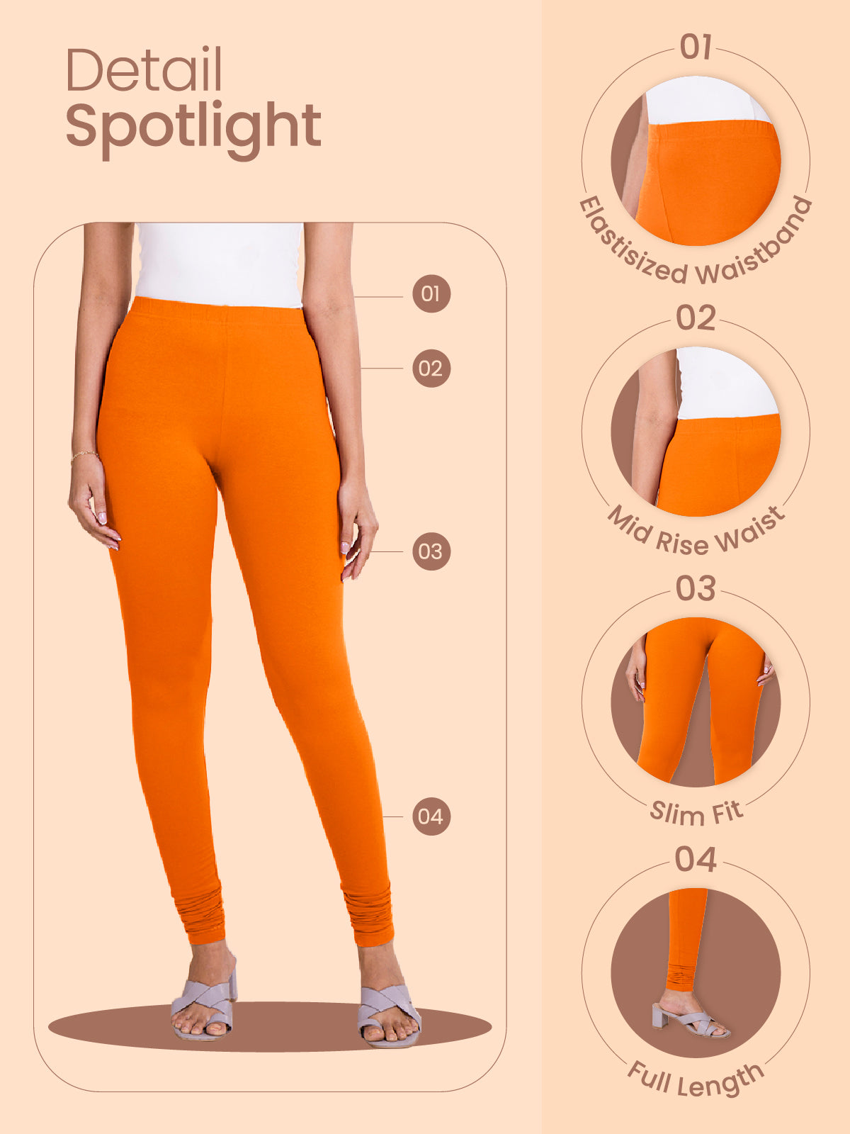 Light Orange Cotton Stretch Churidar