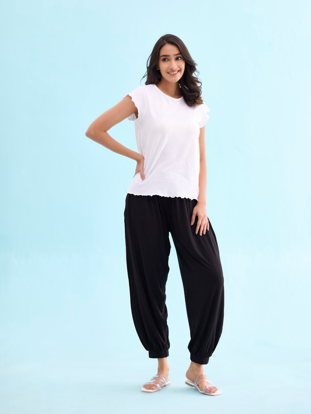 Black Viscose Stretch Harems