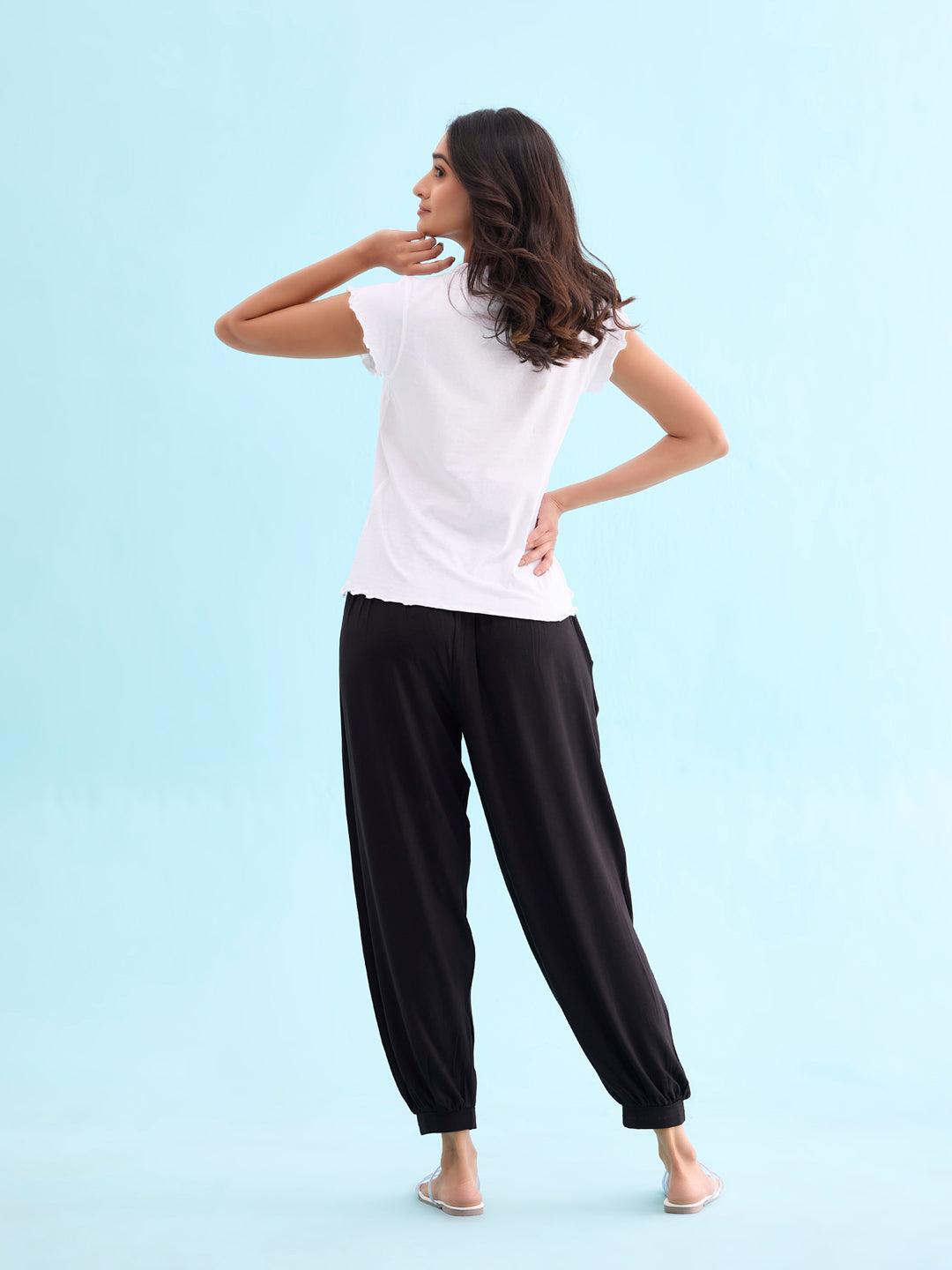 Black Viscose Stretch Harems