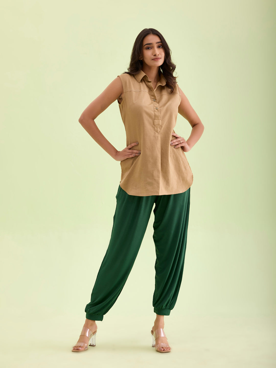 Dark Green Viscose Stretch Harems