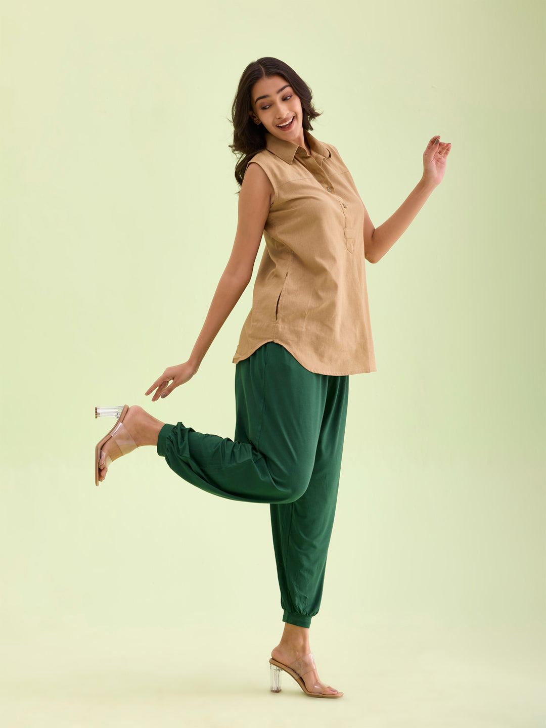 Dark Green Viscose Stretch Harems