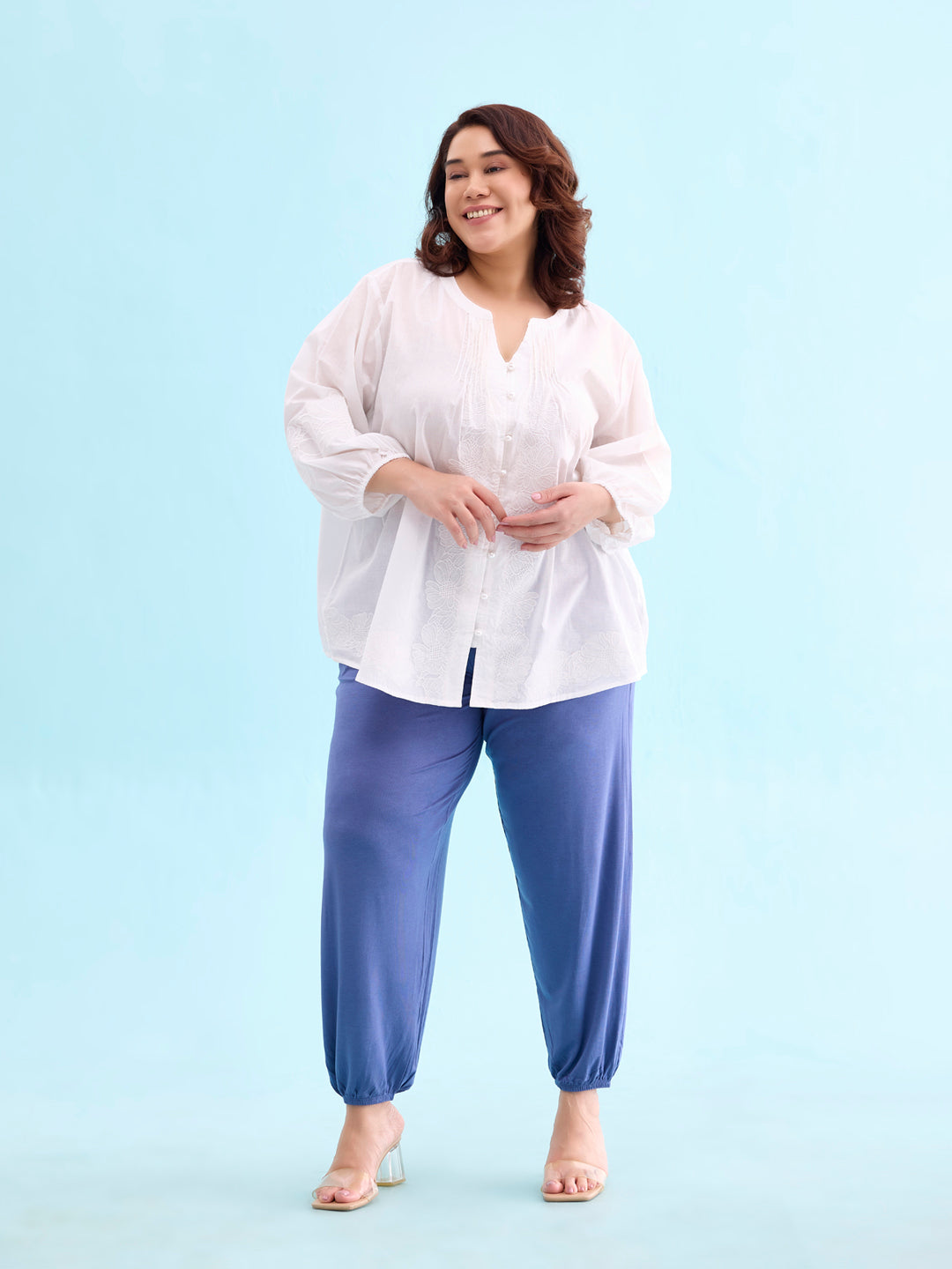 Jeans Blue Viscose Stretch Harems