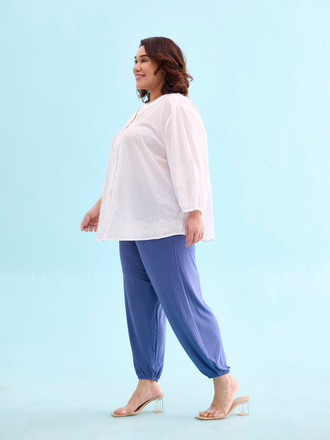 Jeans Blue Viscose Stretch Harems