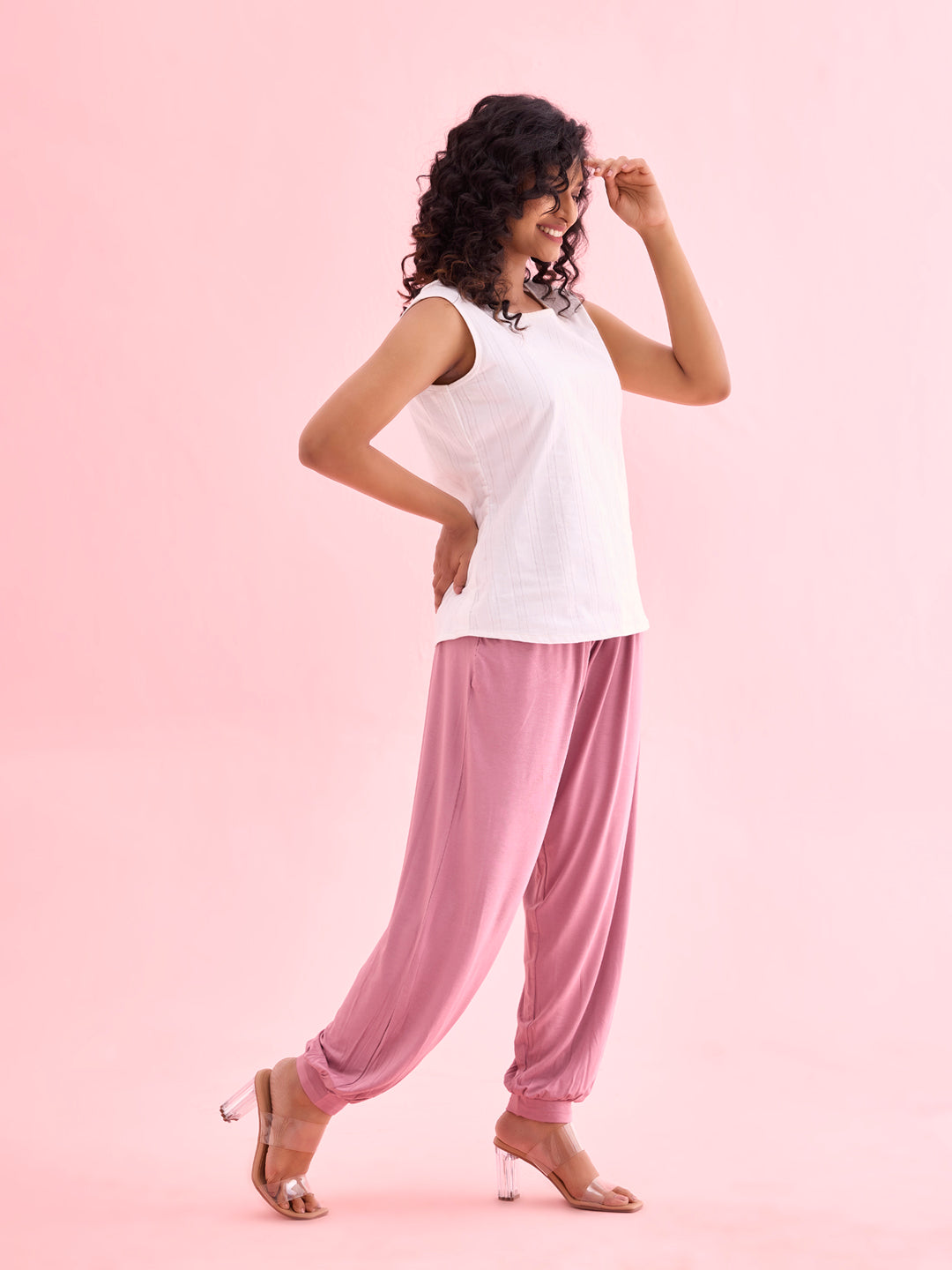 Light Wine Viscose Stretch Harems