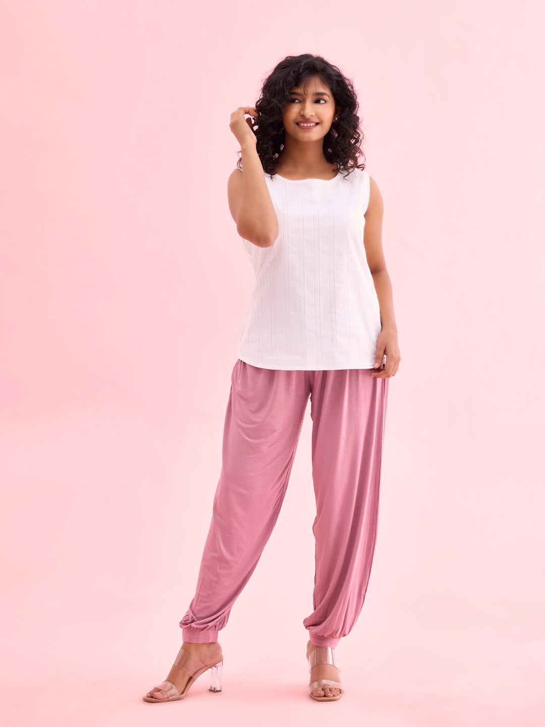 Light Wine Viscose Stretch Harems