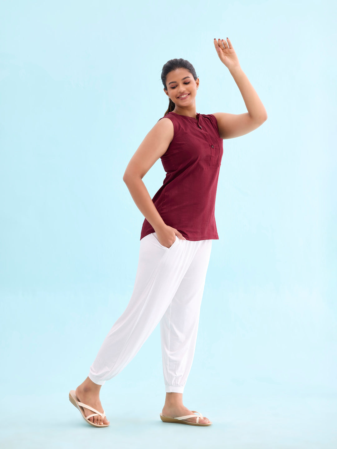 White Viscose Stretch Harems