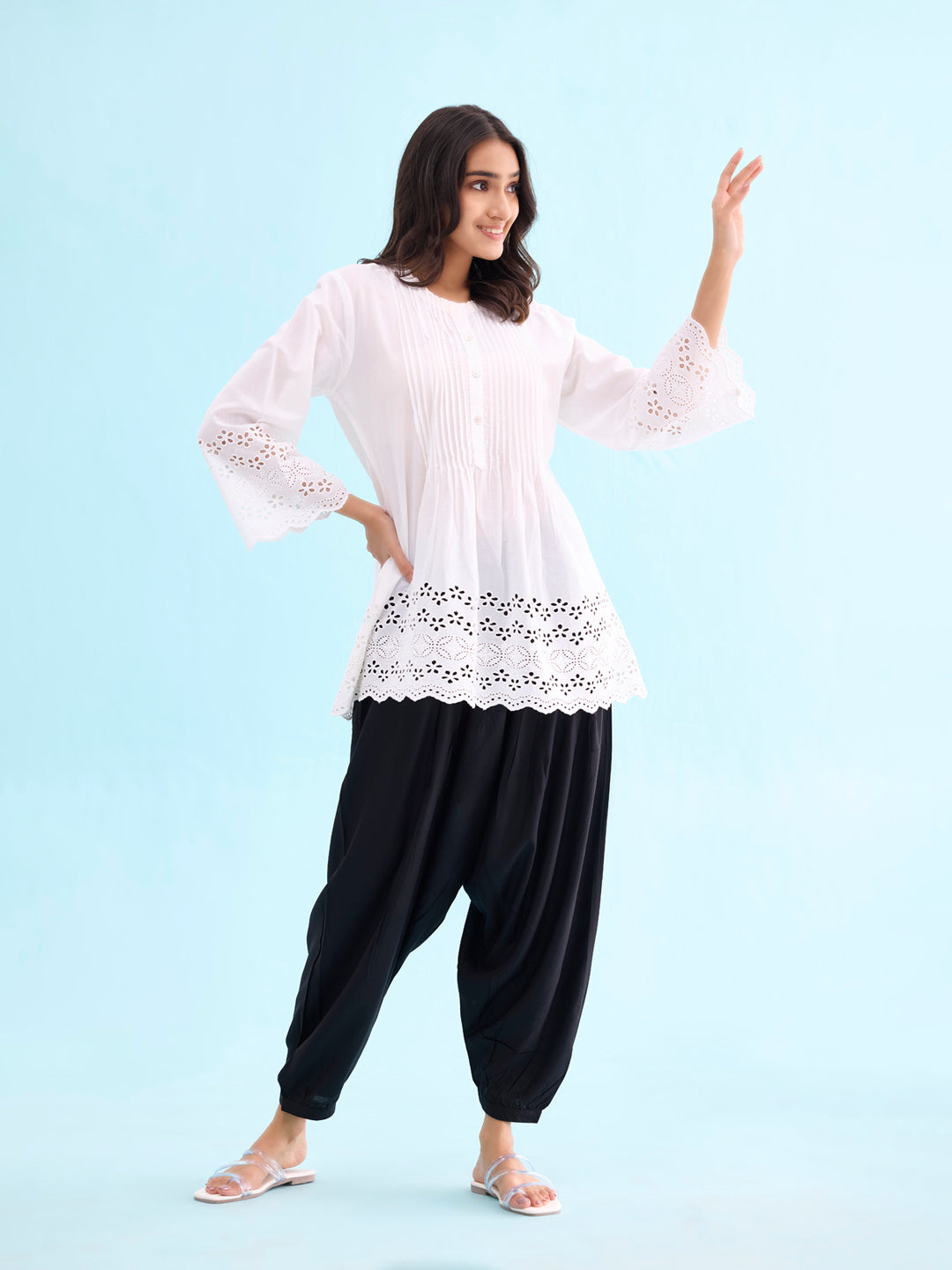 Black Woven Viscose Harem Pant