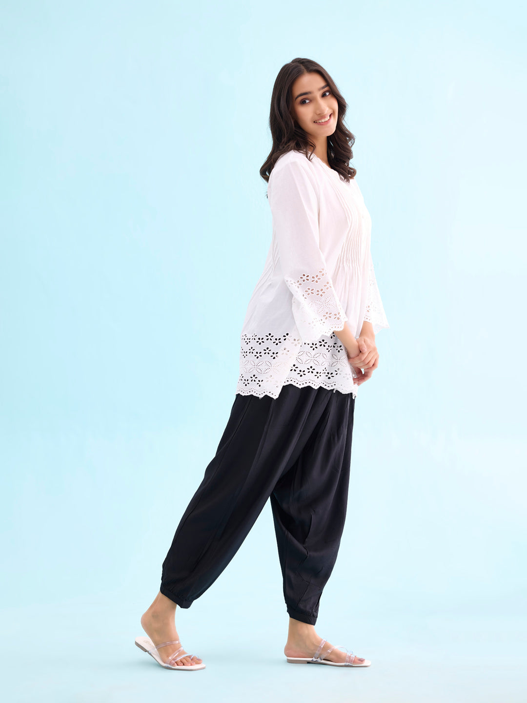 Black Woven Viscose Harem Pant