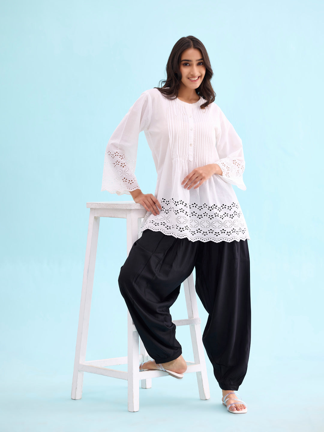 Black Woven Viscose Harem Pant