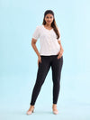 Black Cotton Poly Stretch Knit Jeggings