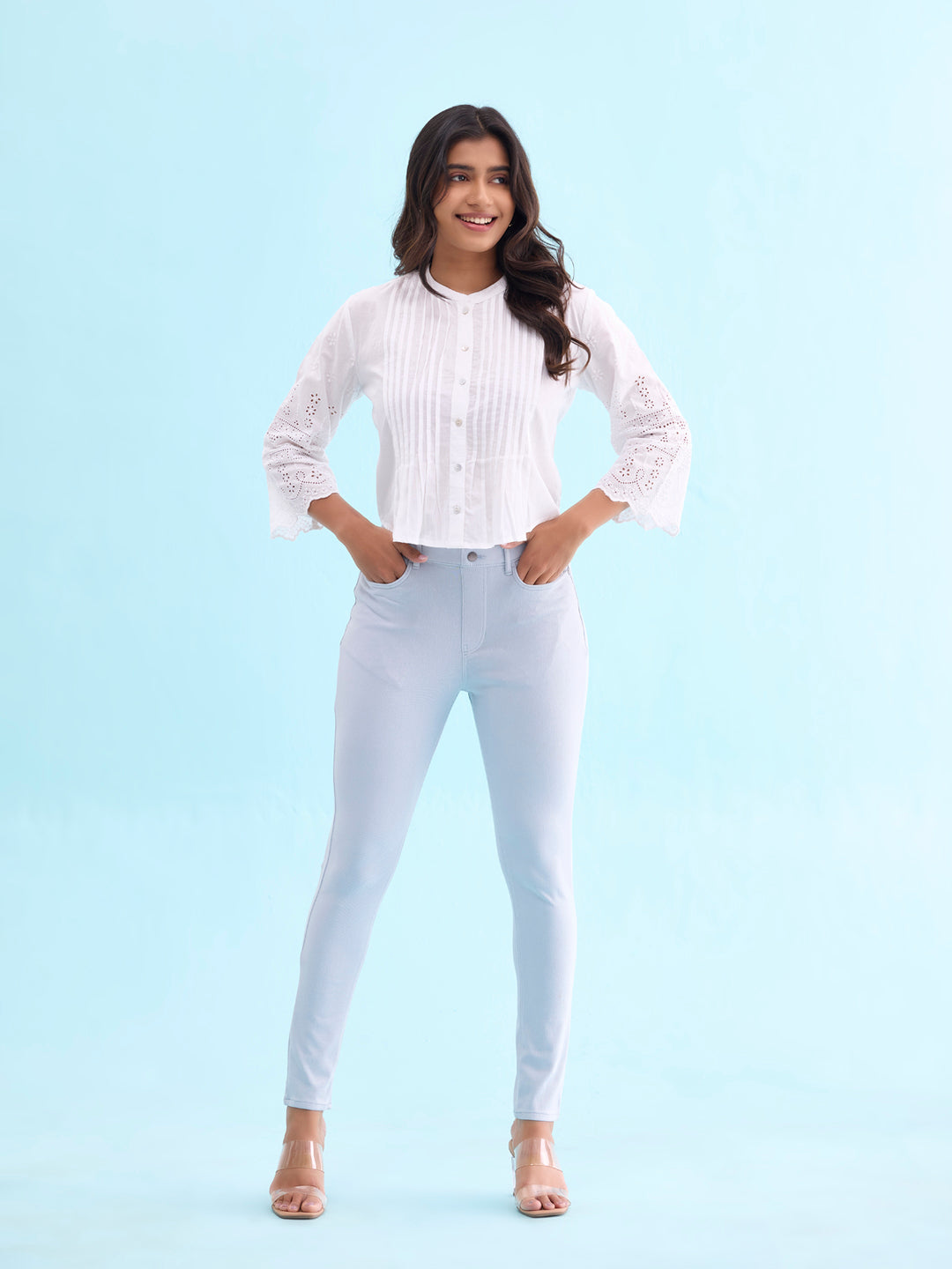 Aqua Cotton Polyester Super Stretch Jeggings