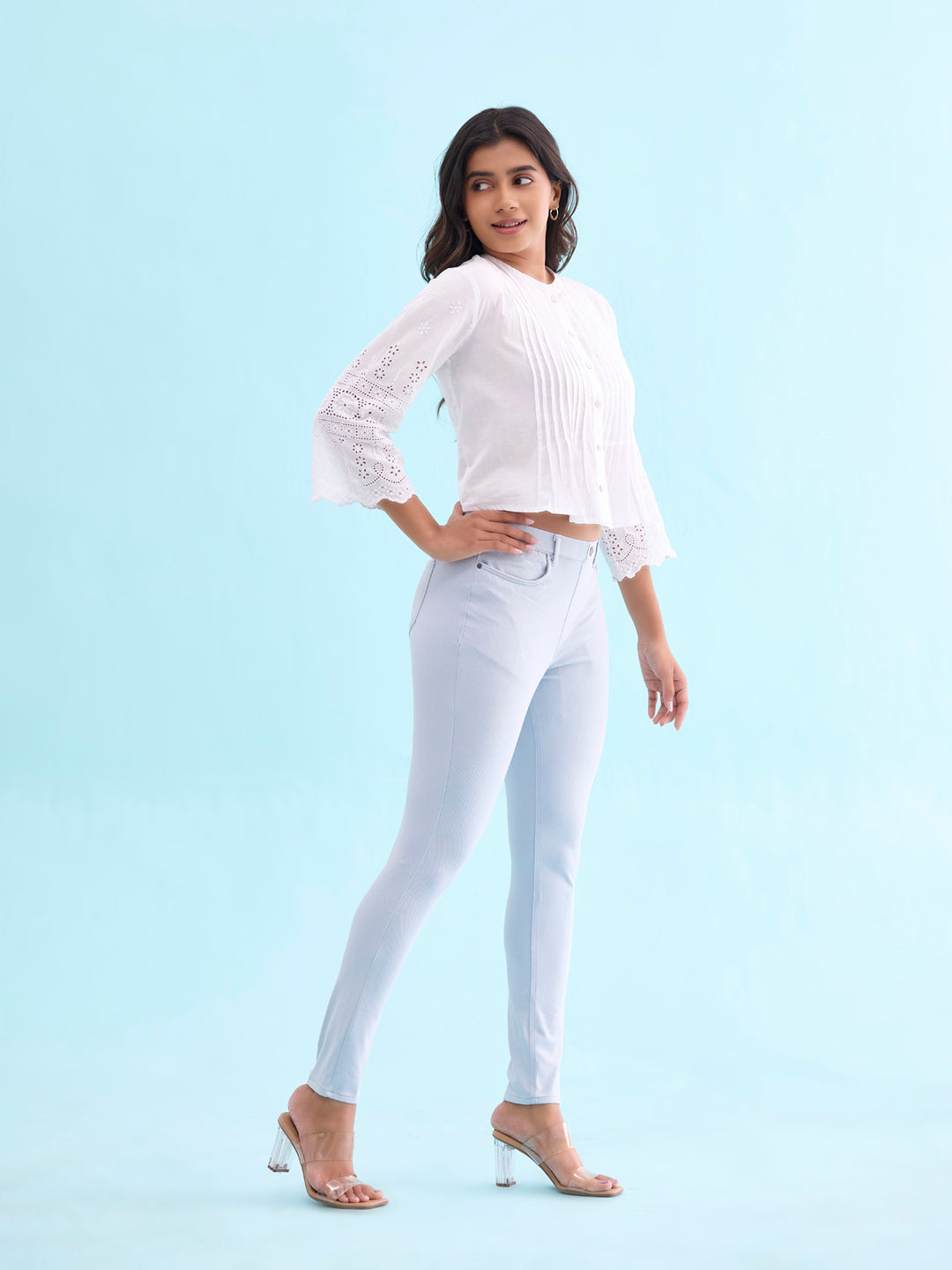 Aqua Cotton Polyester Super Stretch Jeggings