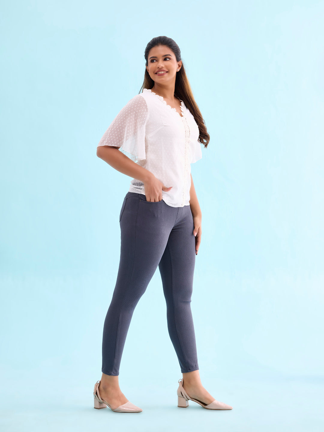 Dark Jean Cotton Polyester Super Stretch Jeggings