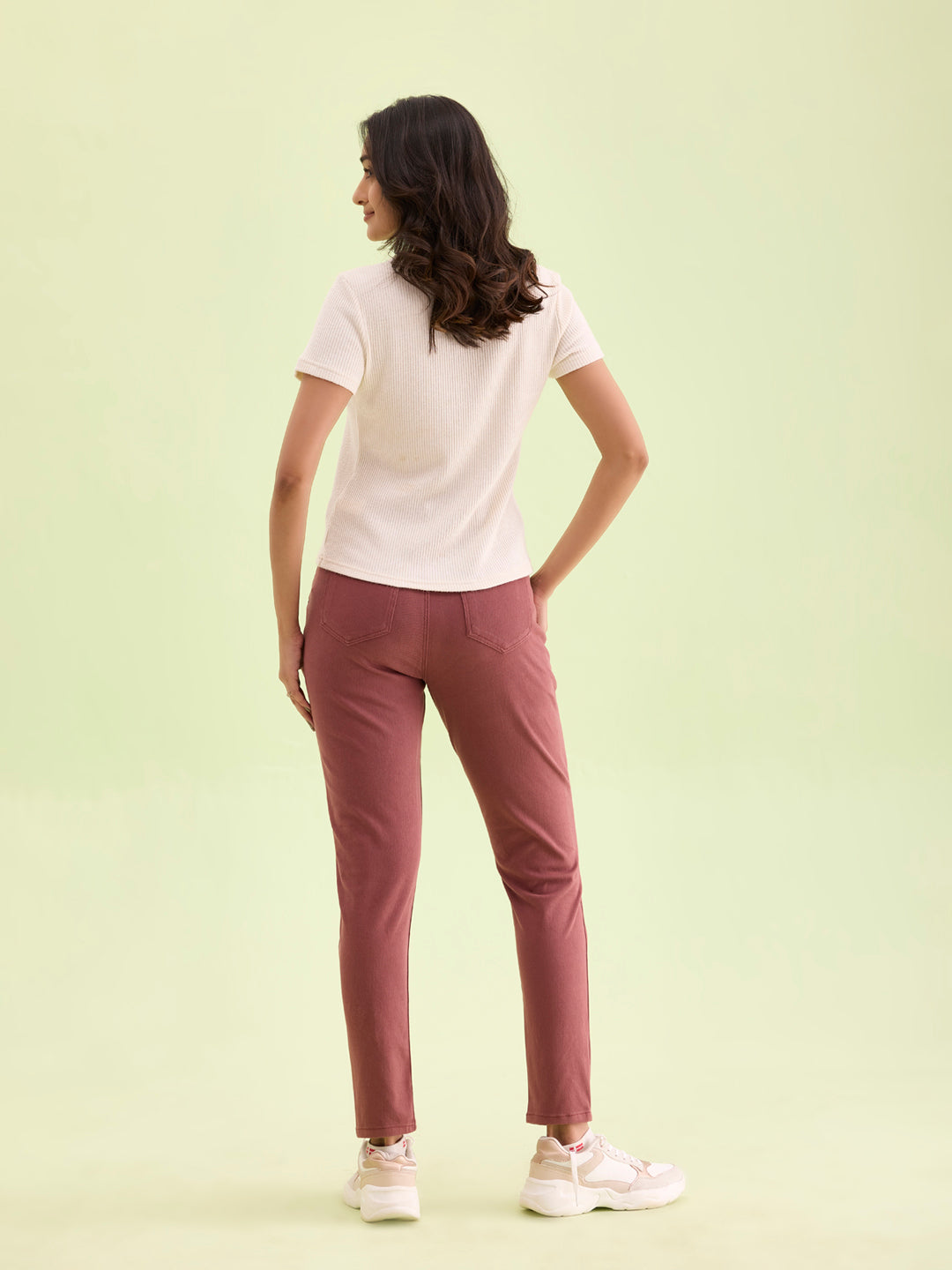 Dark Rust Cotton Polyester Super Stretch Jeggings