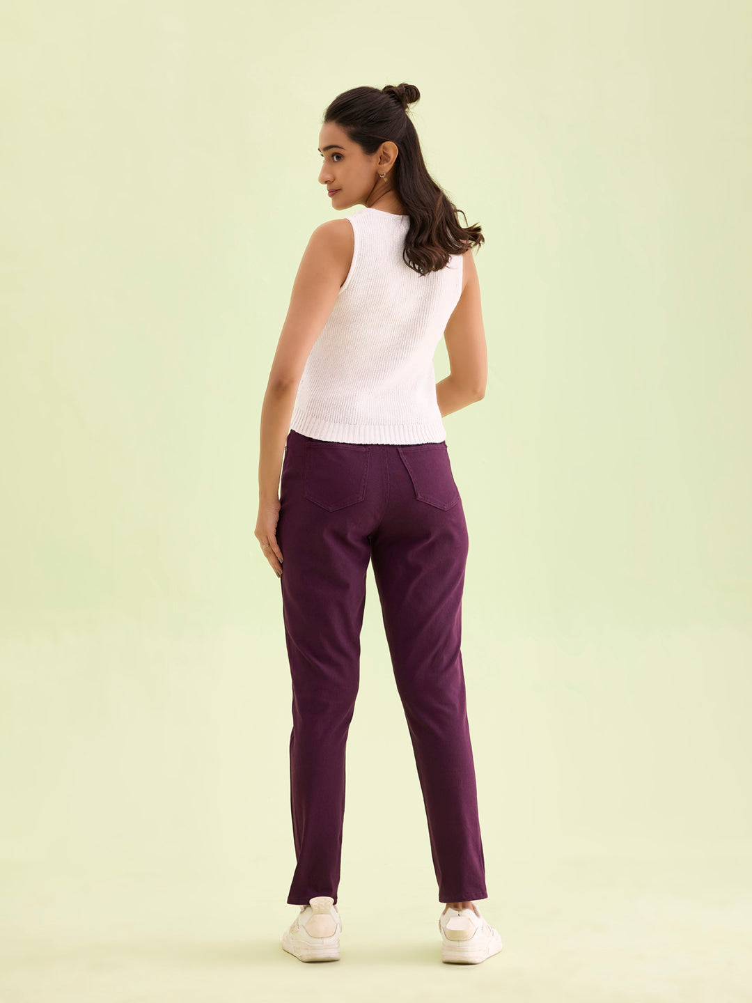 Dark Wine Cotton Polyester Super Stretch Jeggings