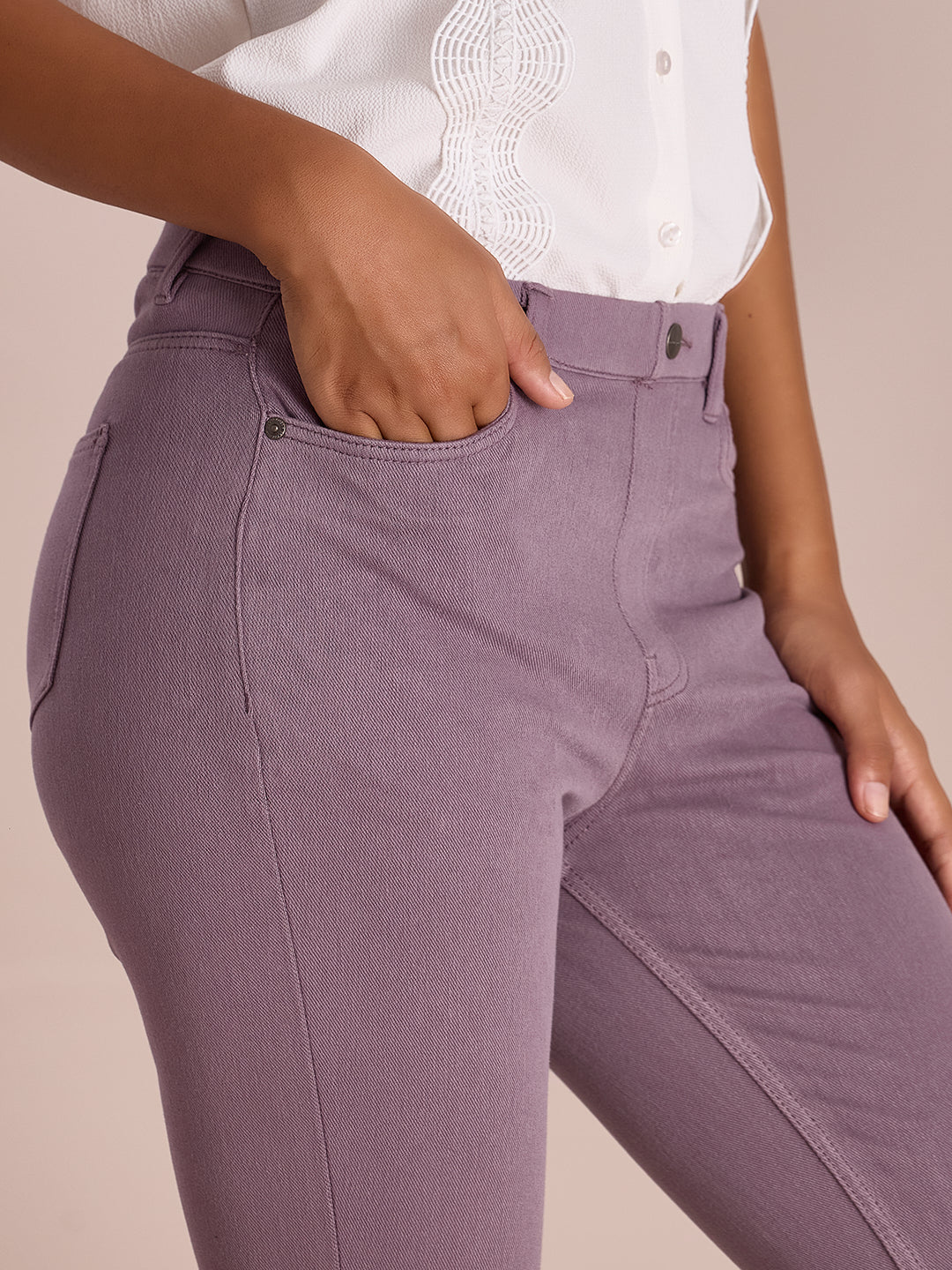 Dusty Voilet Cotton Polyester Super Stretch Jeggings