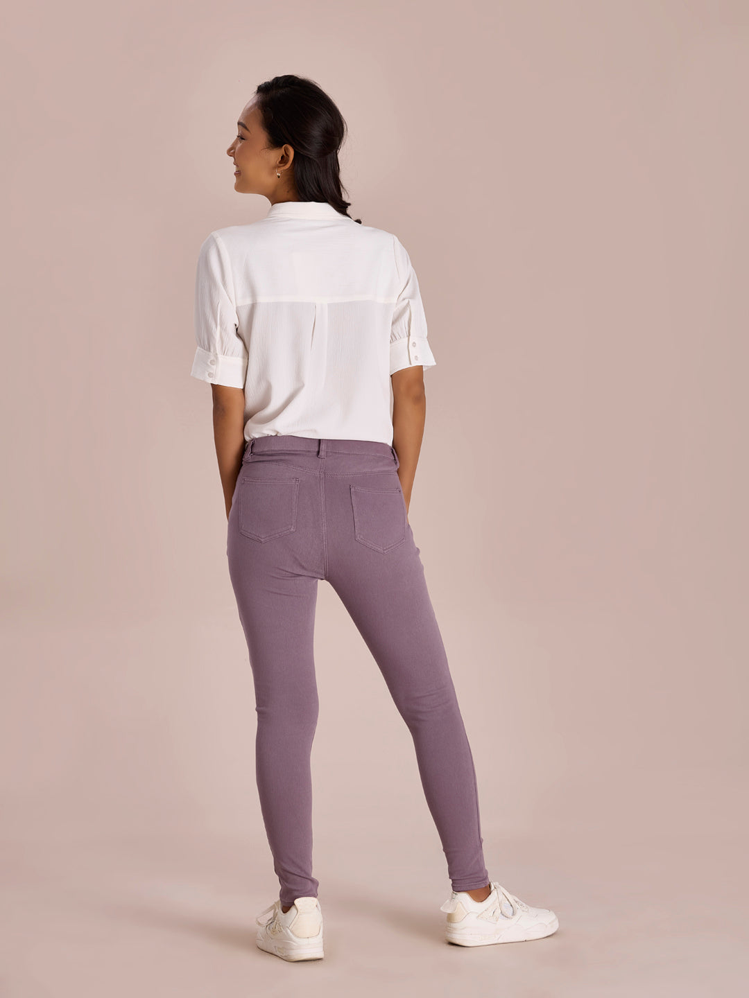 Dusty Voilet Cotton Polyester Super Stretch Jeggings