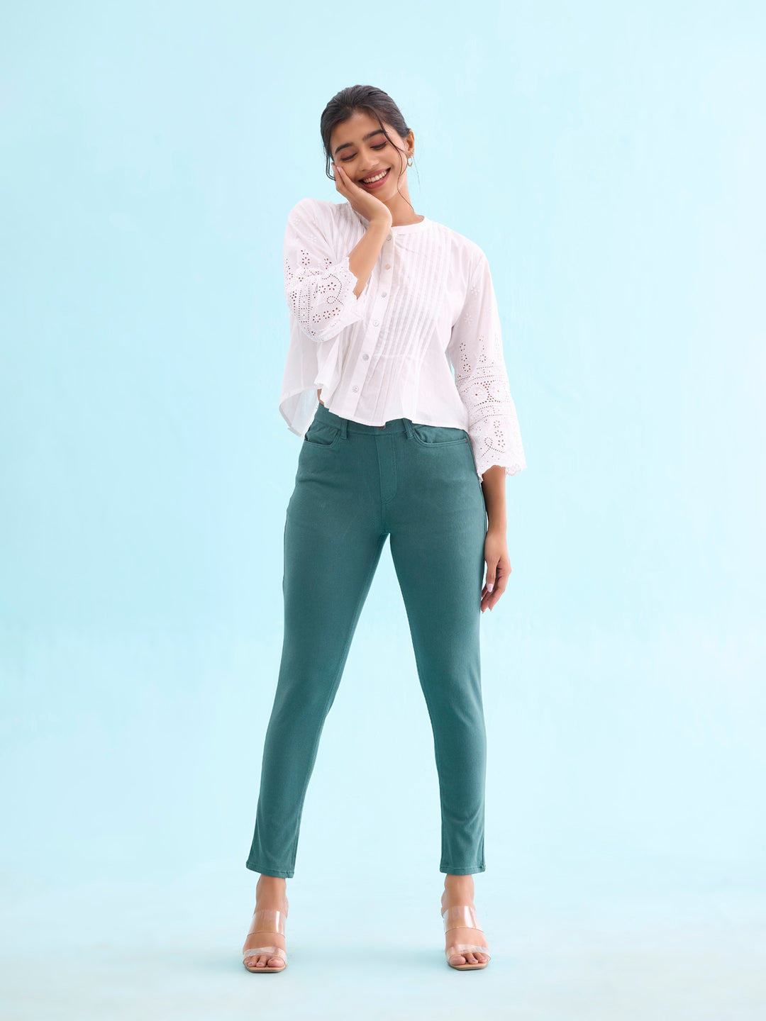 Evergreen Cotton Polyester Super Stretch Jeggings