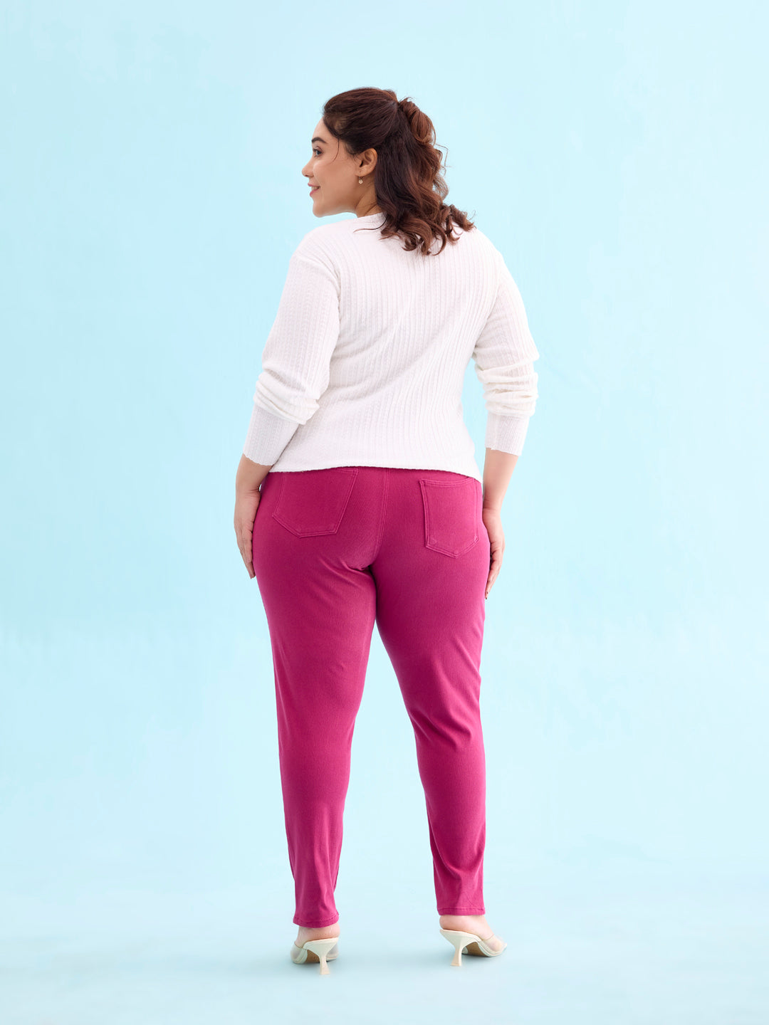 Fuchsia Cotton Polyester Super Stretch Jeggings