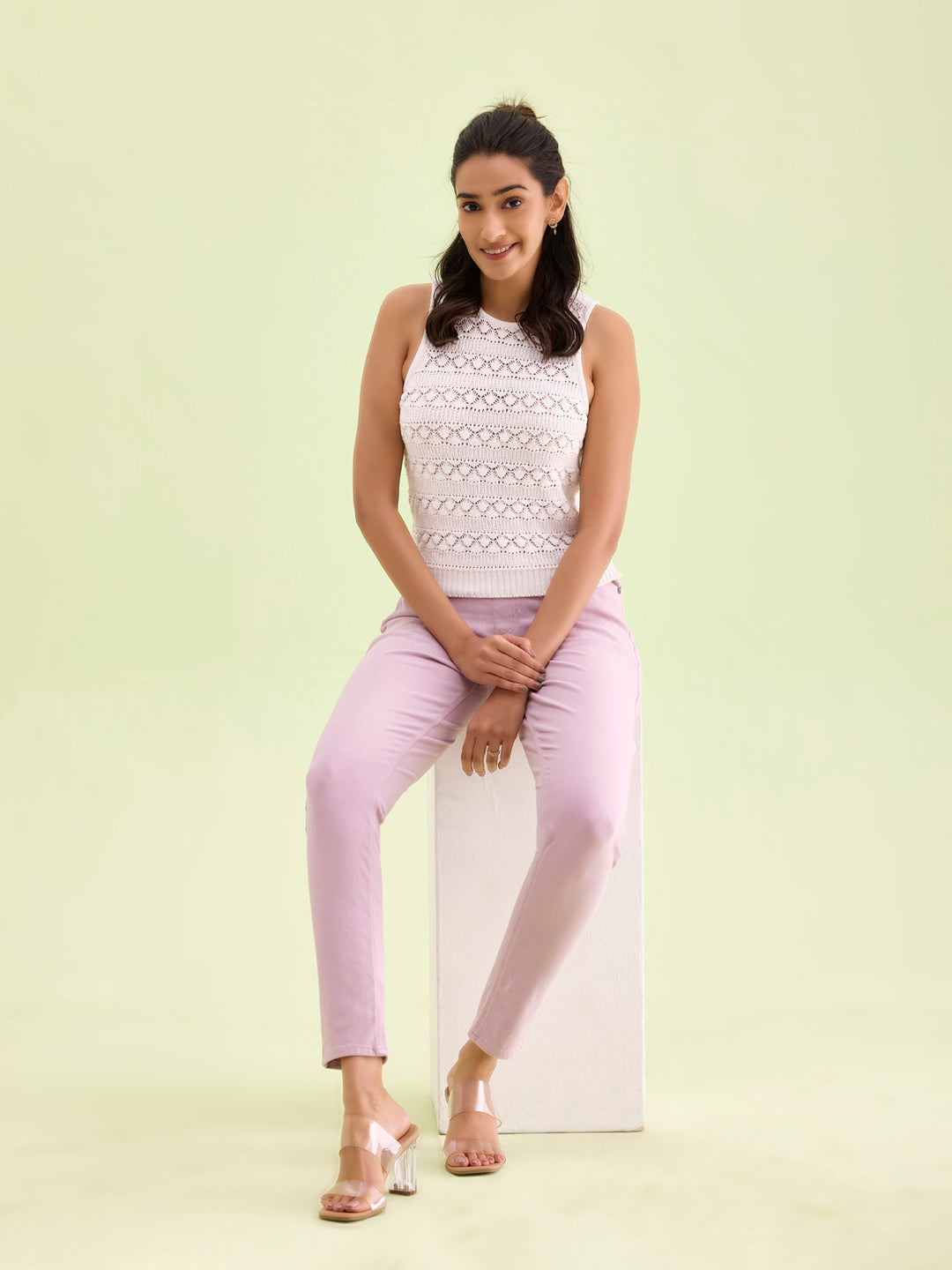 Lavender Cotton Polyester Super Stretch Jeggings