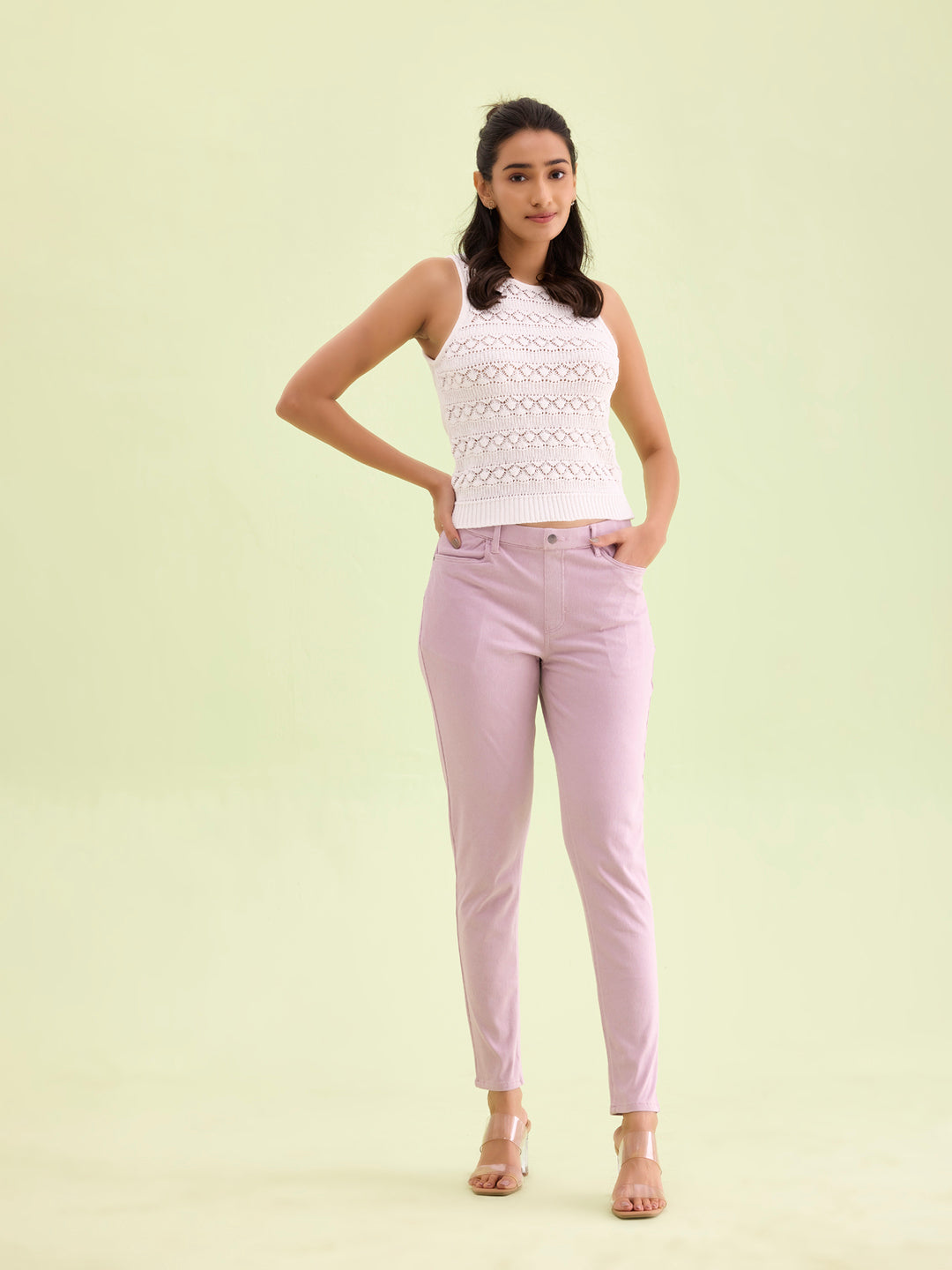 Lavender Cotton Polyester Super Stretch Jeggings