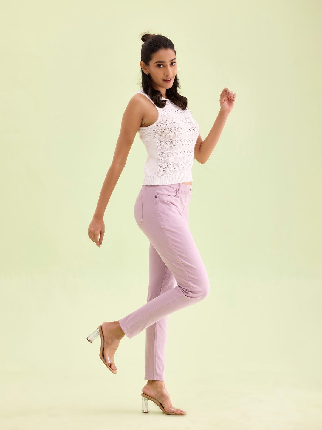 Lavender Cotton Polyester Super Stretch Jeggings