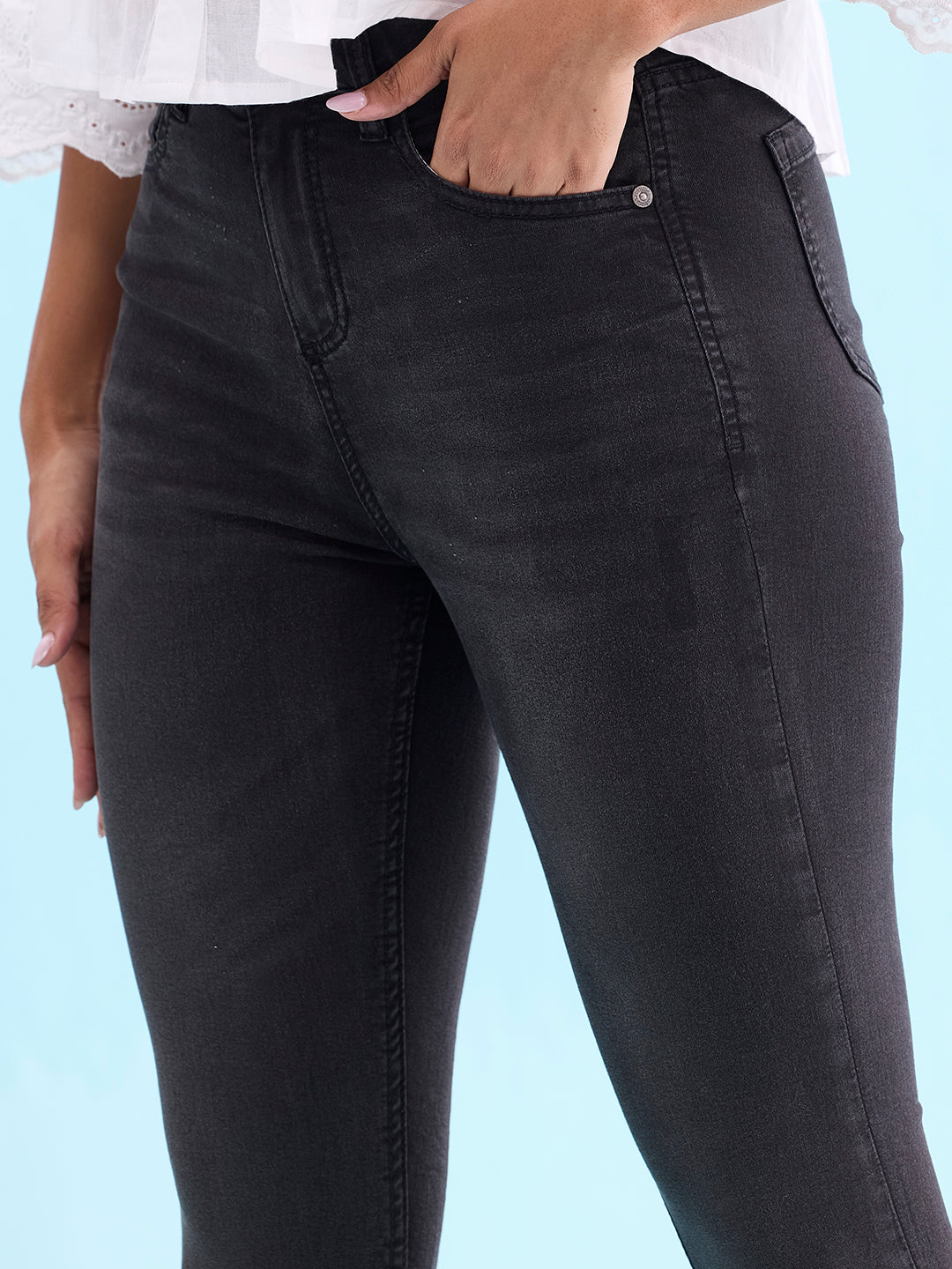 Black Denim Skinny Jeans – Go Colors India