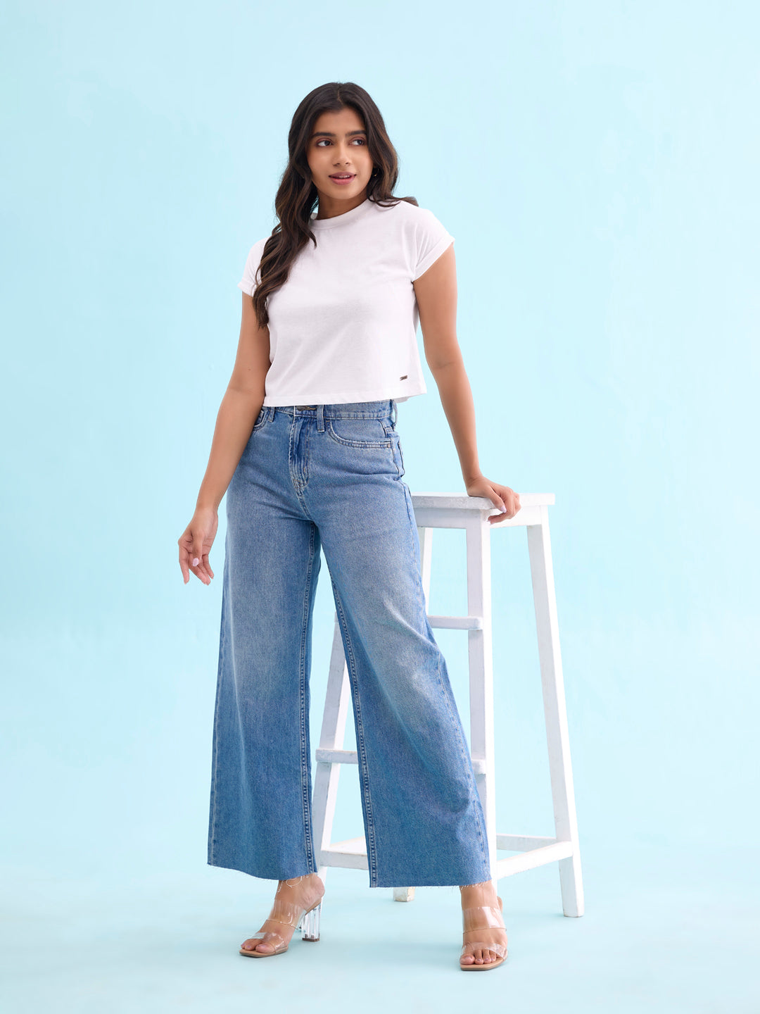 Light Blue Denim Wide Jeans