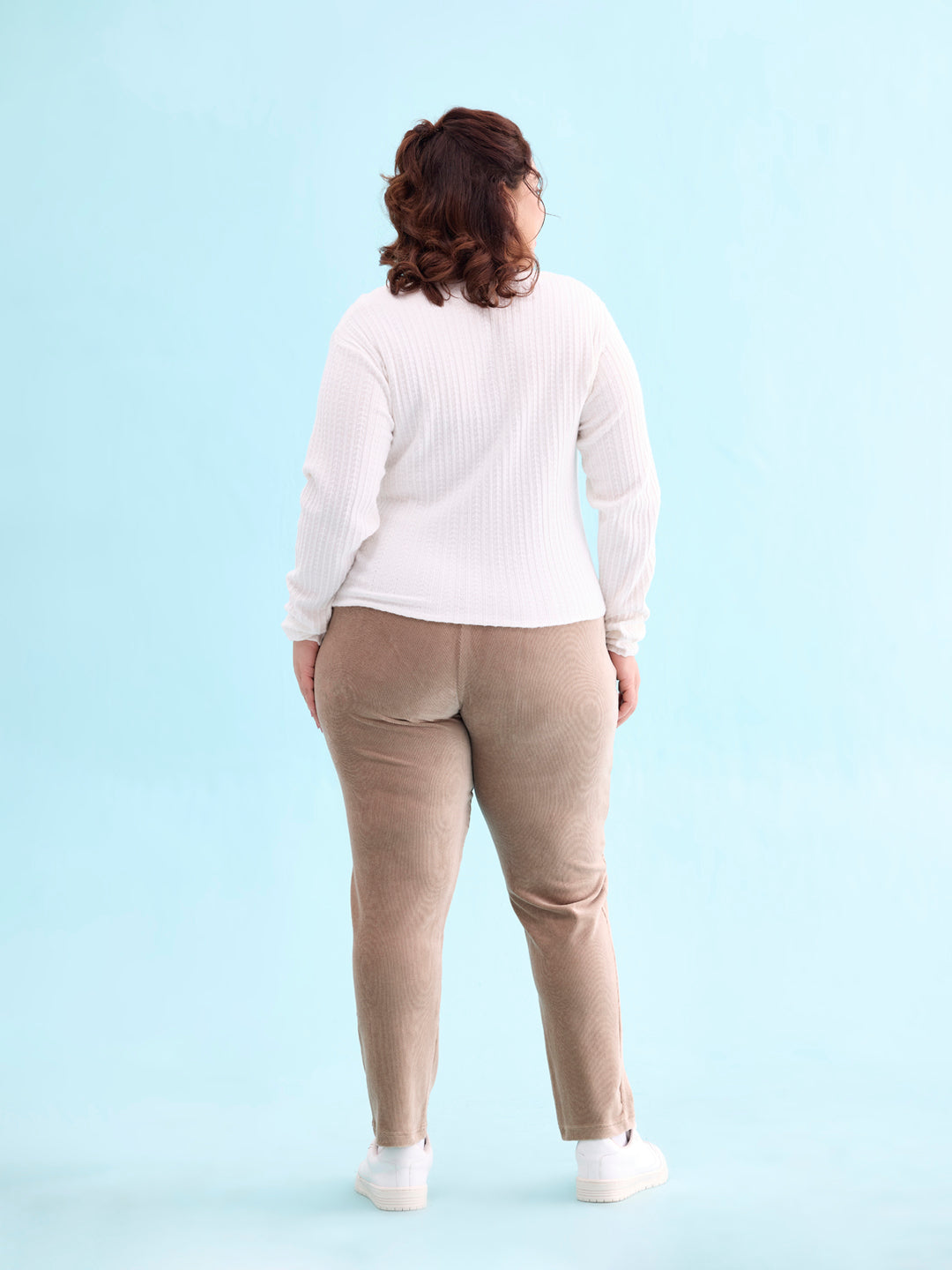 Chocolate Cotton Polyester Corduroy Jeggings