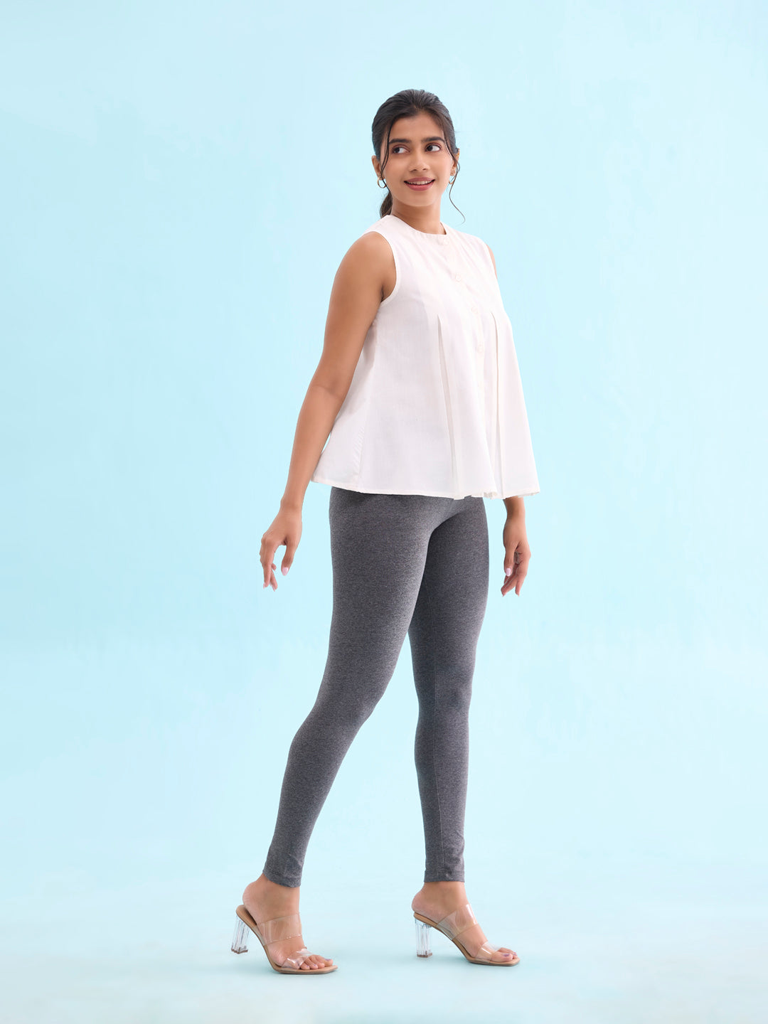 Antra Melanges Cotton Stretch Ankle Length Leggings