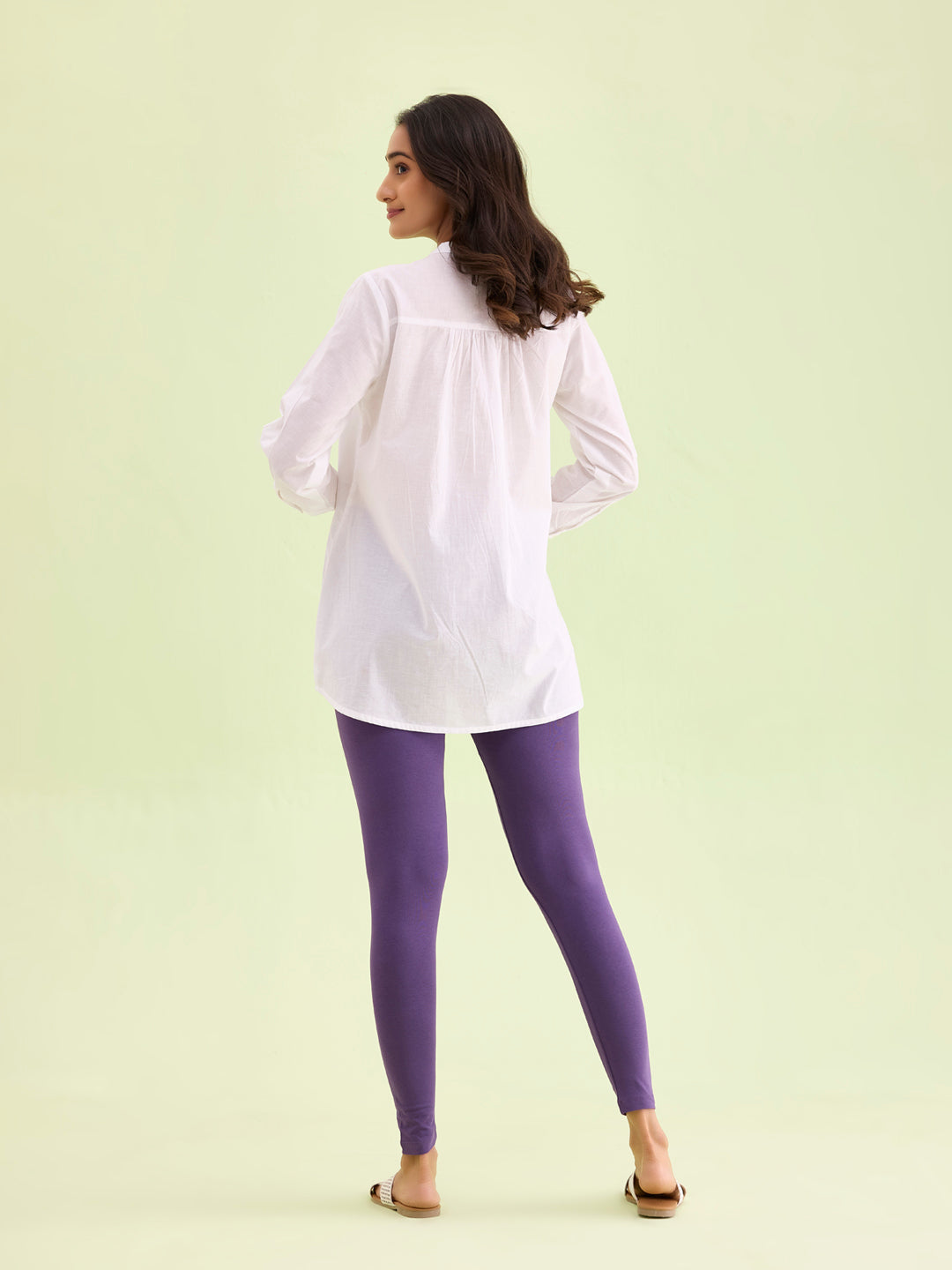 Black Currant Cotton Stretch Ankle Length Leggings