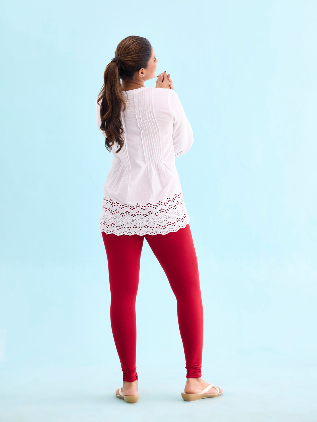 Cherry Cotton Stretch Ankle Length Leggings