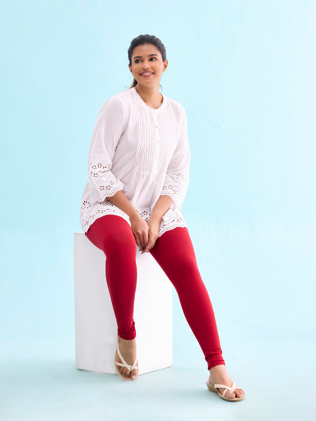 Cherry Cotton Stretch Ankle Length Leggings