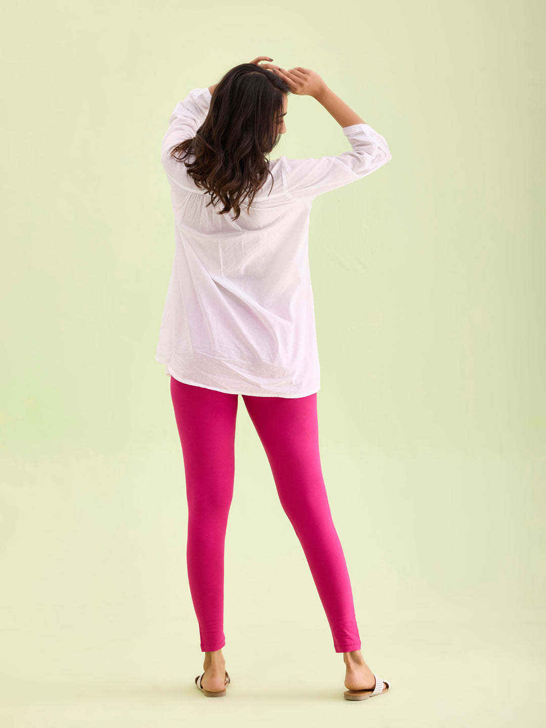 Dark Rose Cotton Stretch Ankle Length Leggings