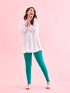 Peacock Green Cotton Stretch Ankle Length Leggings