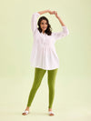 Pista Green Cotton Stretch Ankle Length Leggings