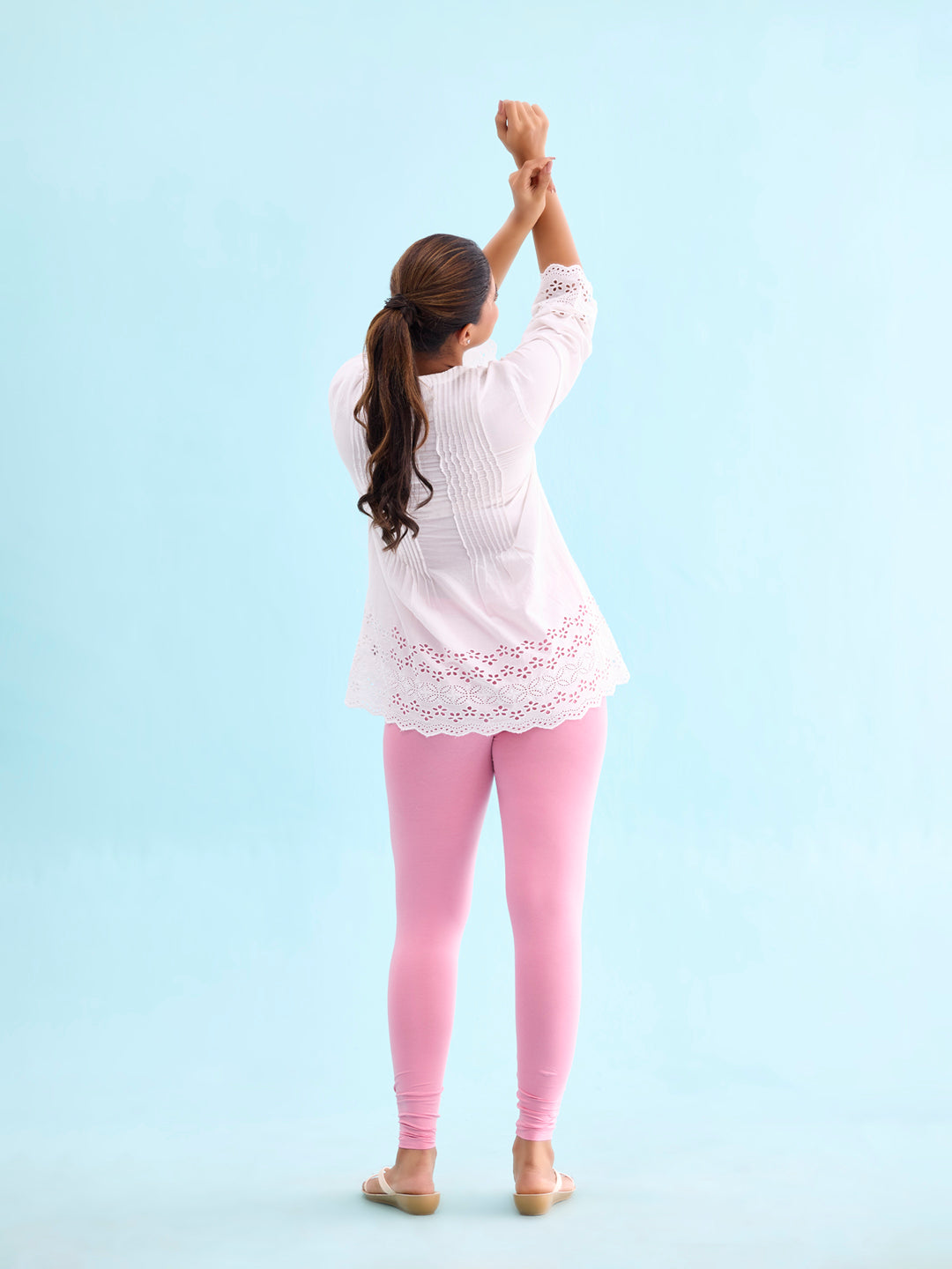 Rose Cotton Stretch Ankle Length Leggings