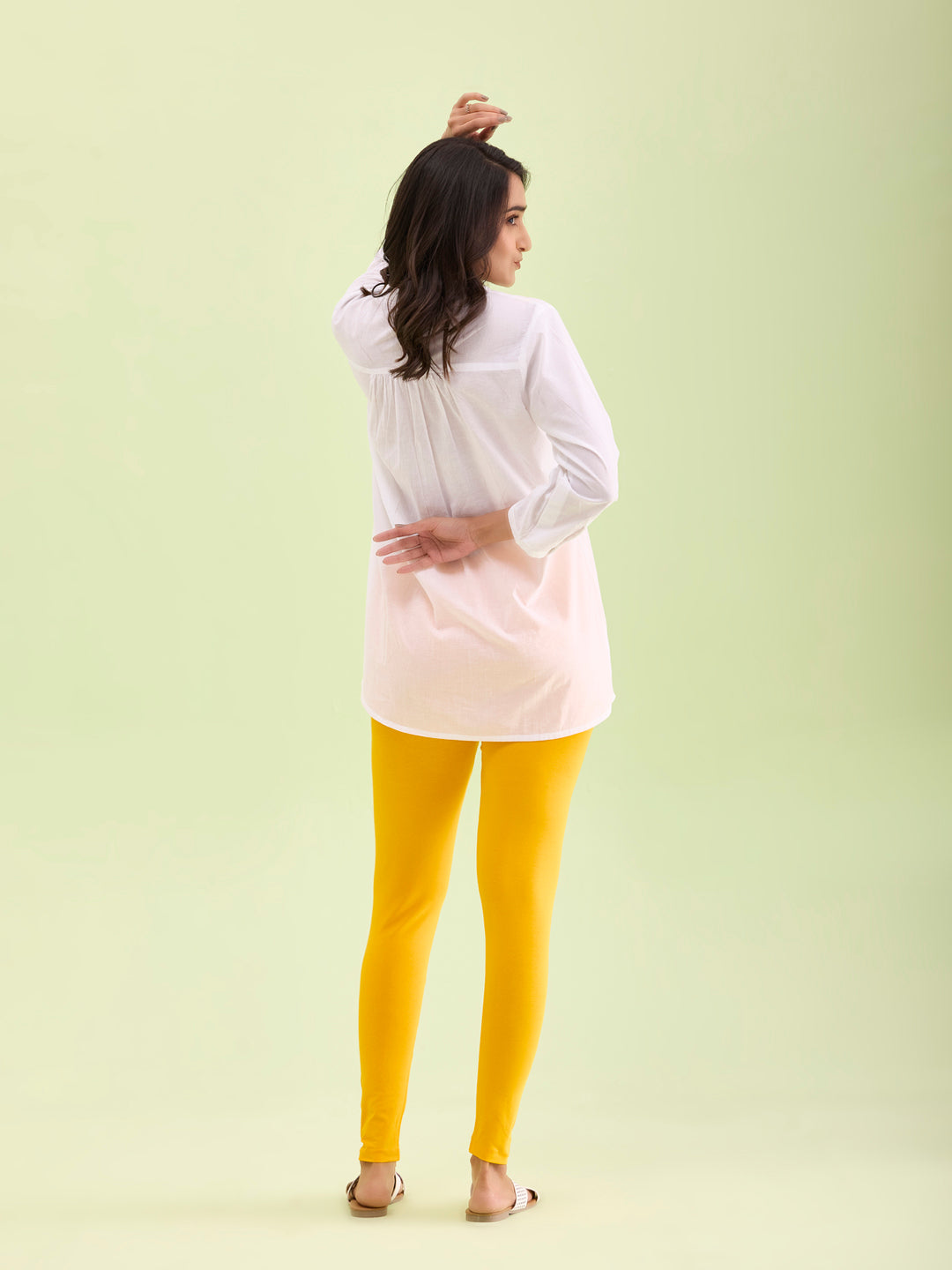 Saffron Cotton Stretch Ankle Length Leggings