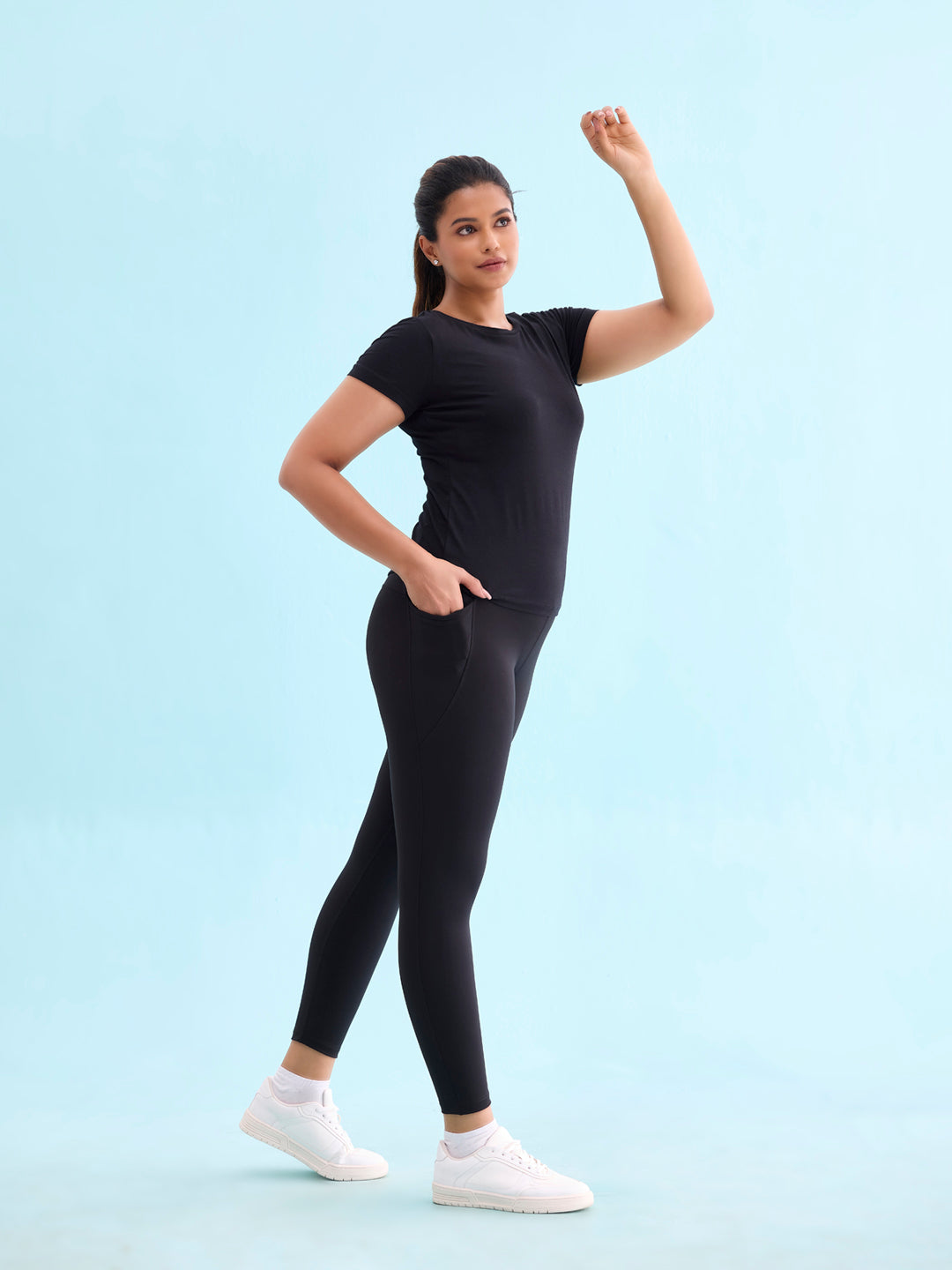 Black Nylon Stretch Training Tights