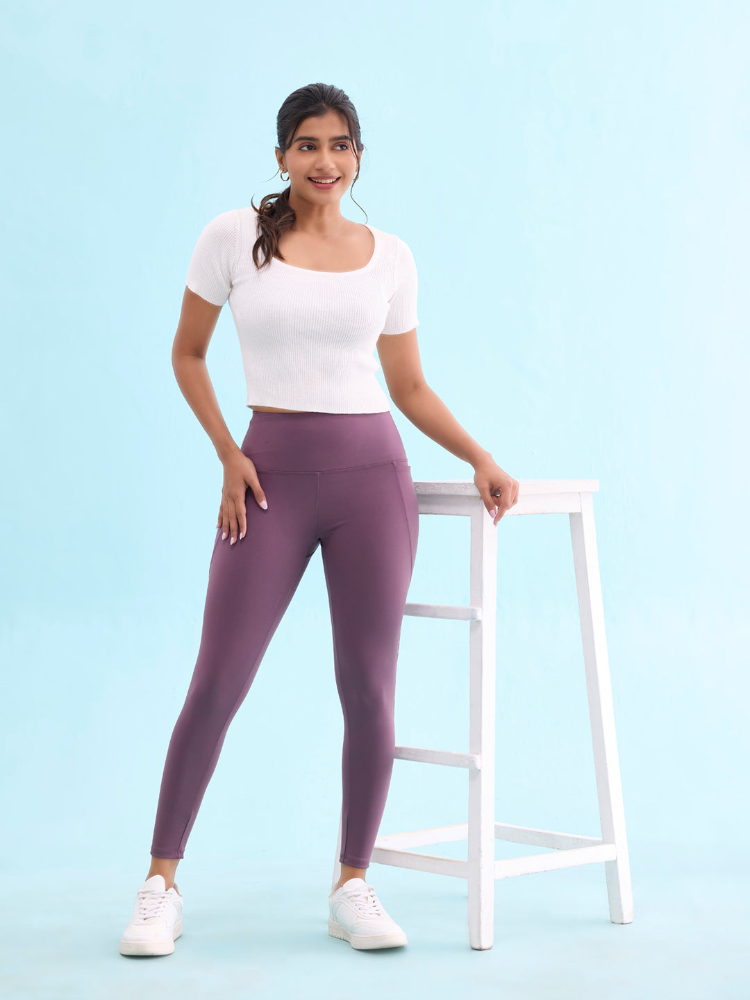 Purple Nylon Stretch Training Tights