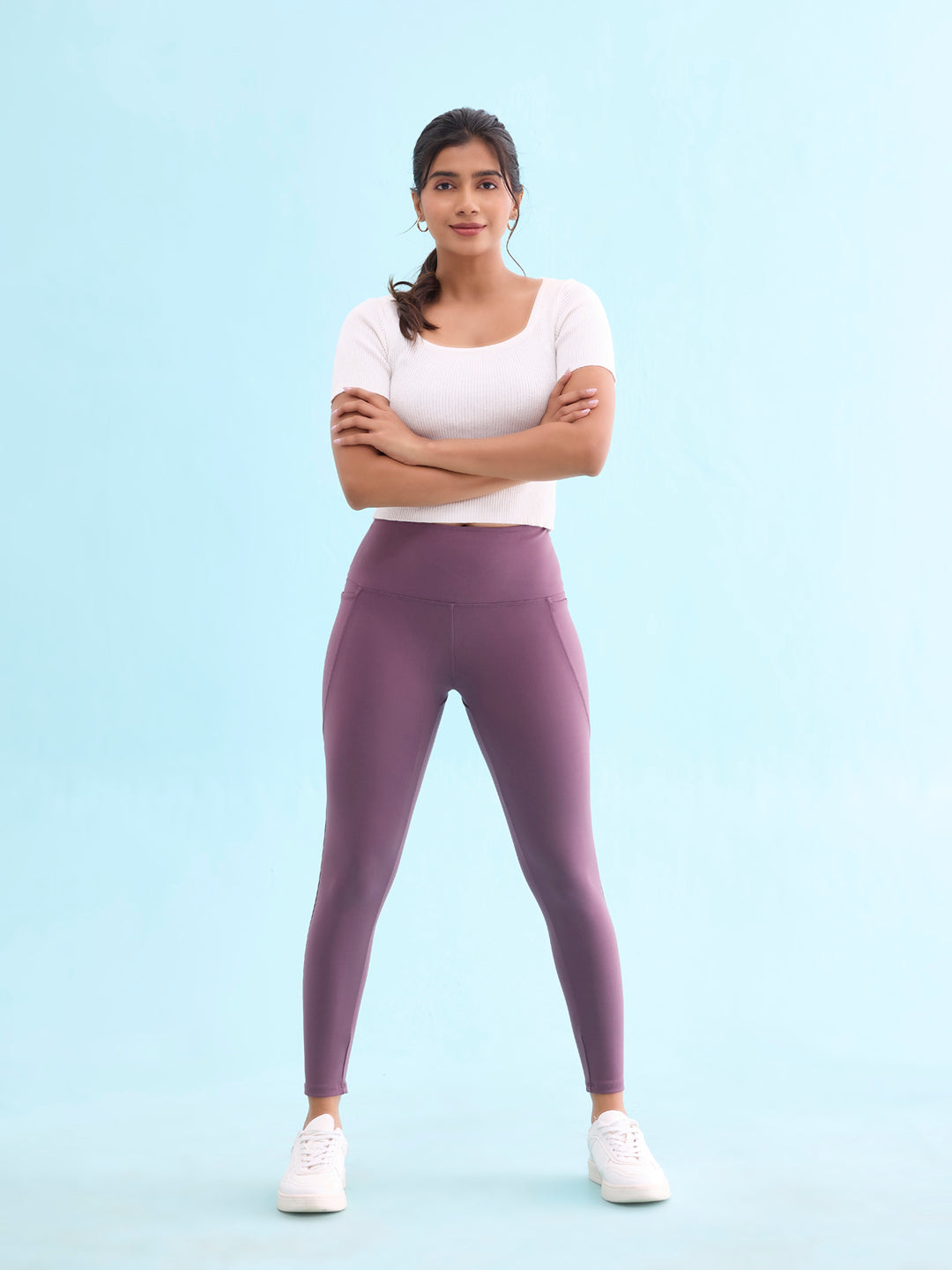 Purple Nylon Stretch Training Tights