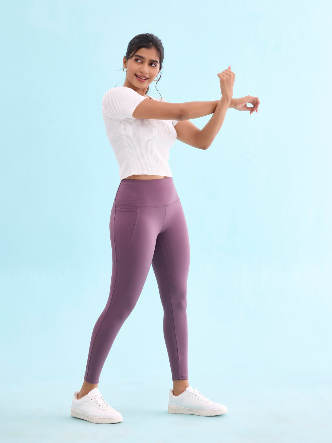 Purple Nylon Stretch Training Tights