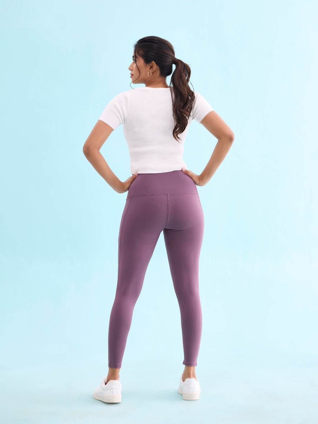 Purple Nylon Stretch Training Tights