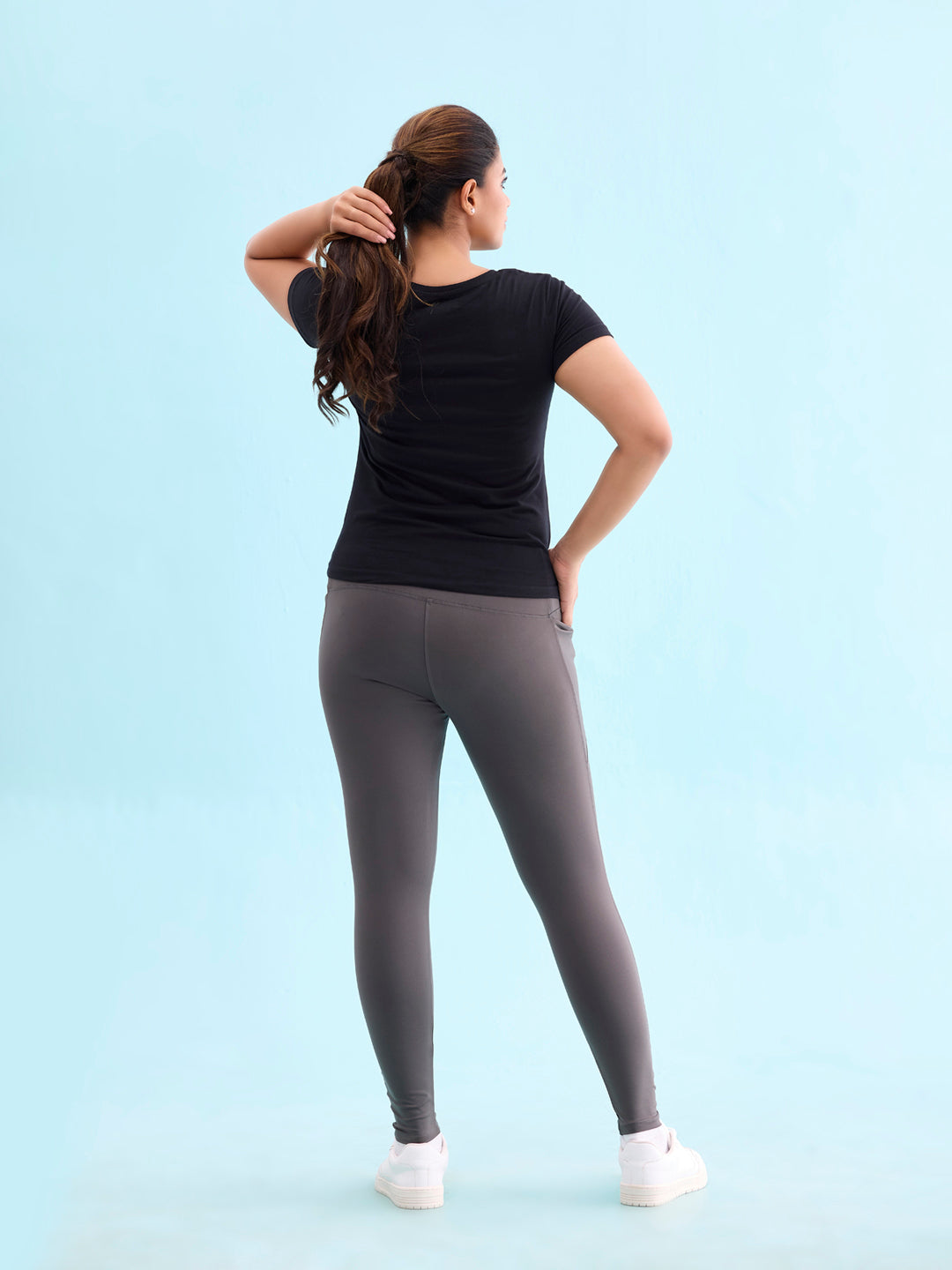 Silver Grey Nylon Stretch Training Tights