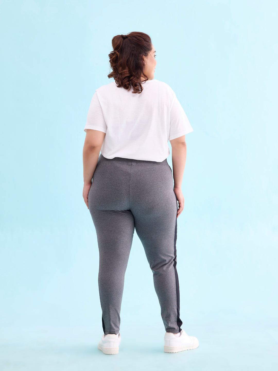 Antra Melanges Cotton Stretch Side Stripes Active Leggings