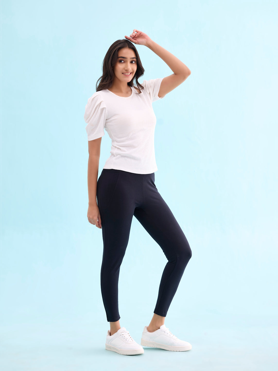 Black Cotton Stretch Yoga Legging