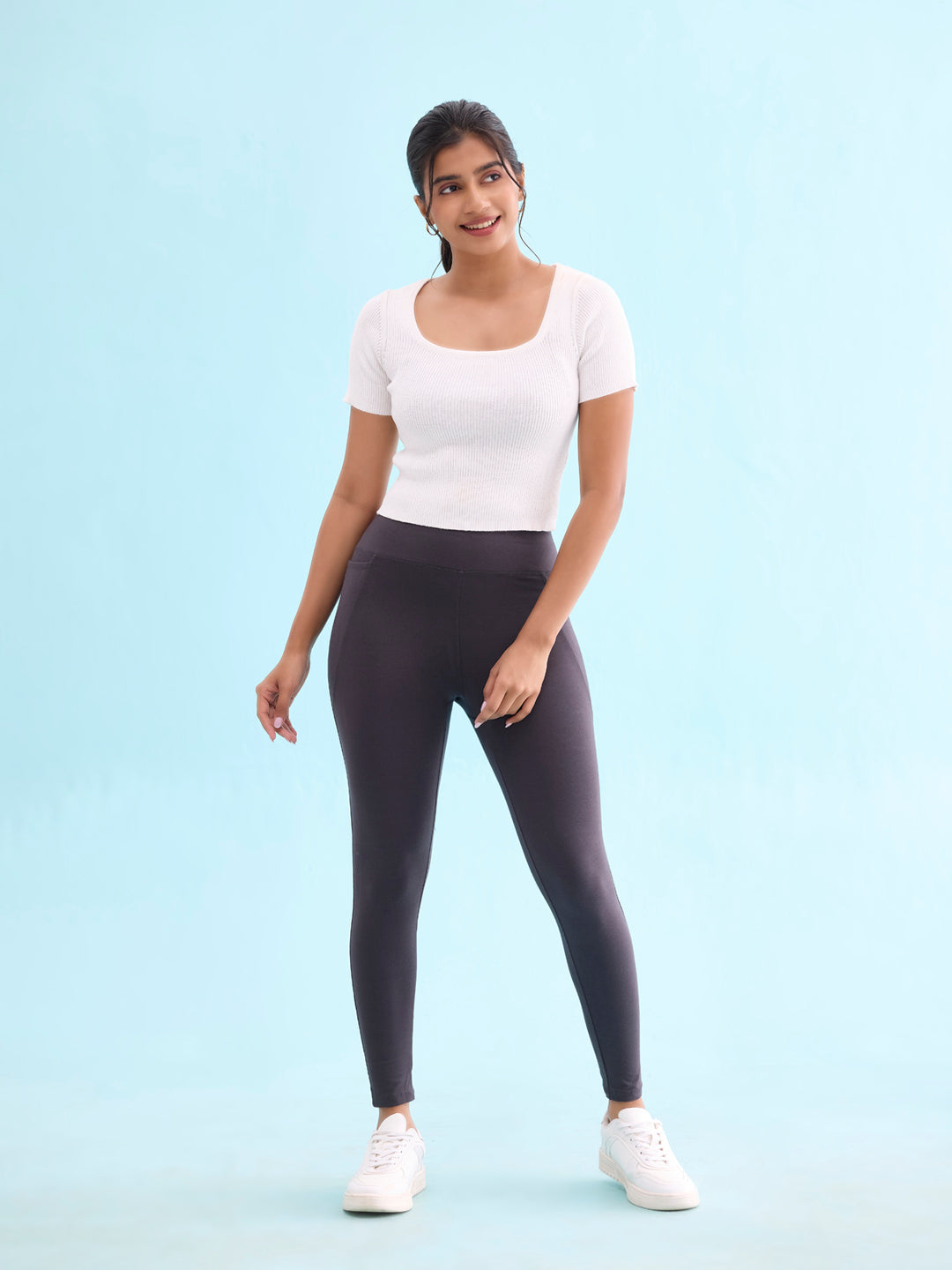 Dark Grey Cotton Stretch Yoga Legging