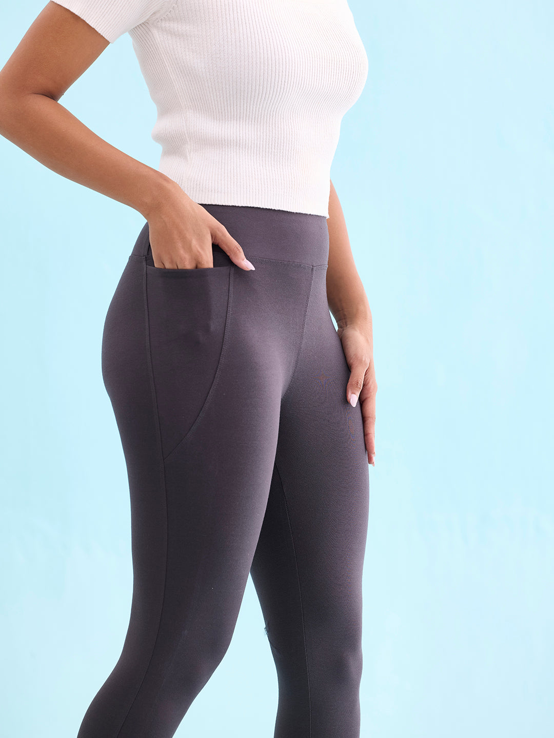 Dark Grey Cotton Stretch Yoga Legging S