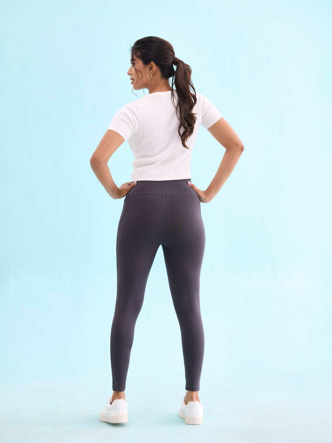 Dark Grey Cotton Stretch Yoga Legging