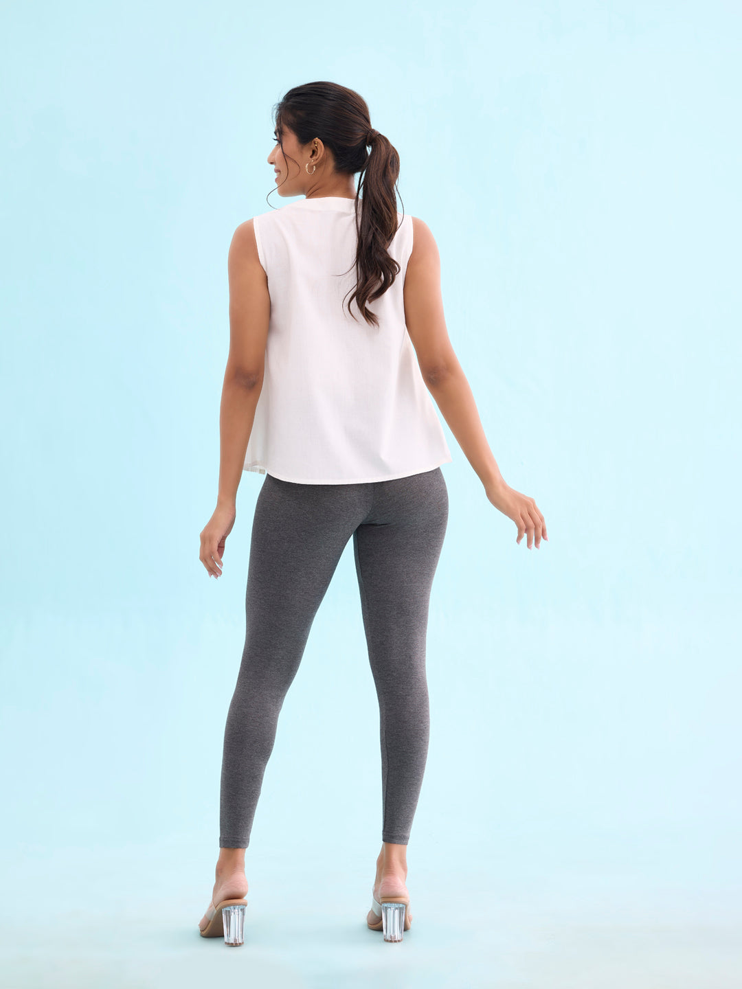 Antra Melanges Cotton Stretch Cropped Leggings